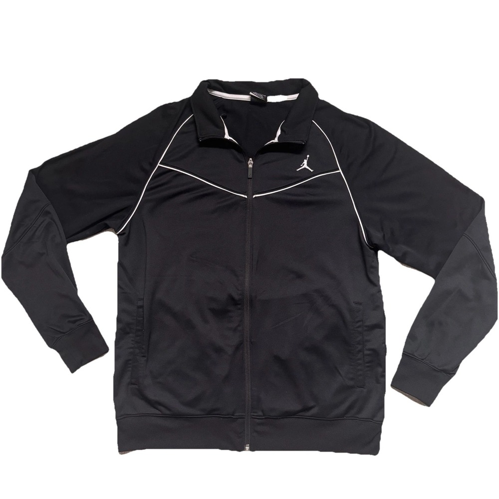 Jordan Men's Black White Dri Fit Track‎ Suit Jacket Basketball Athletic Sz Large